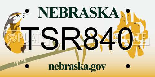 TSR840 Nebraska License Plate