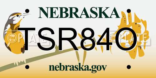 TSR84O Nebraska License Plate