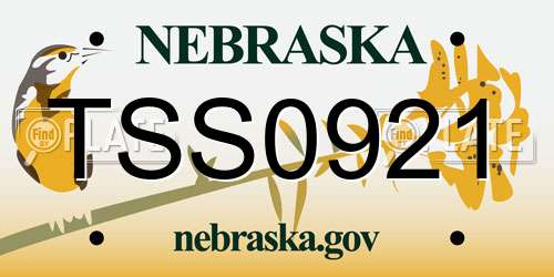 TSS0921 Nebraska License Plate