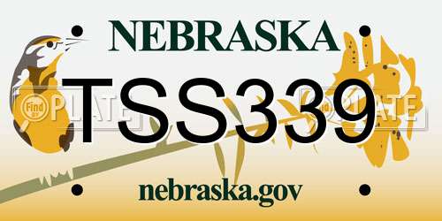 TSS339 Nebraska License Plate