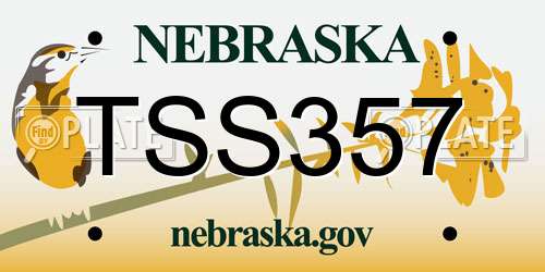 TSS357 Nebraska License Plate