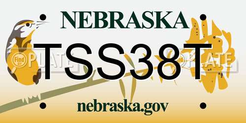 TSS38T Nebraska License Plate