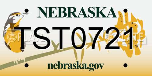 TST0721 Nebraska License Plate