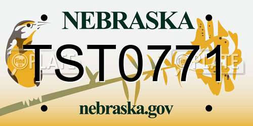 TST0771 Nebraska License Plate