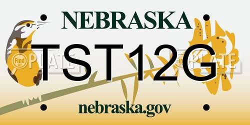 TST12G Nebraska License Plate