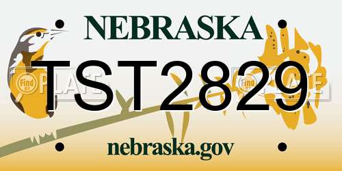 TST2829 Nebraska License Plate