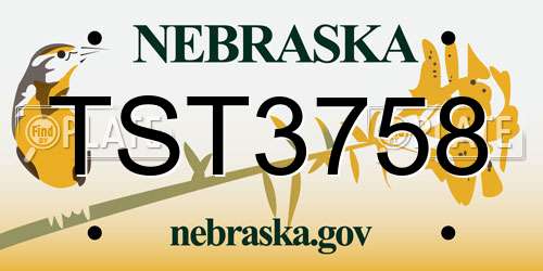 TST3758 Nebraska License Plate