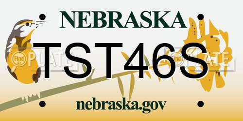 TST46S Nebraska License Plate