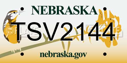 TSV2144 Nebraska License Plate