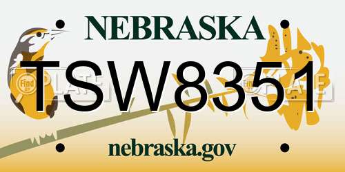 TSW8351 Nebraska License Plate