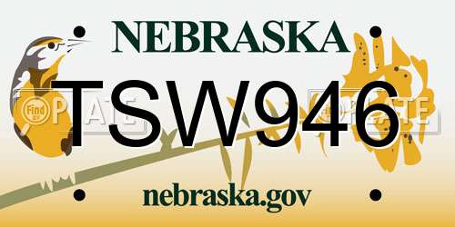 TSW946 Nebraska License Plate