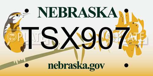 TSX907 Nebraska License Plate