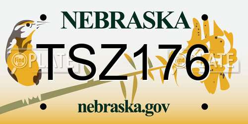 TSZ176 Nebraska License Plate