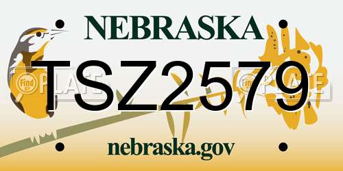 TSZ2579 Nebraska License Plate