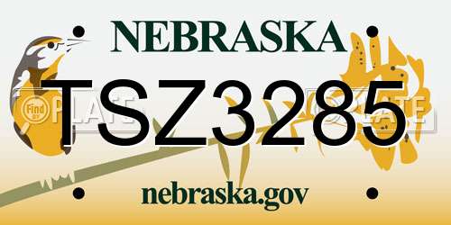TSZ3285 Nebraska License Plate