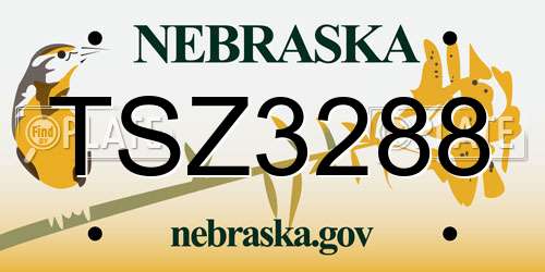 TSZ3288 Nebraska License Plate