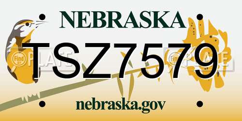 TSZ7579 Nebraska License Plate