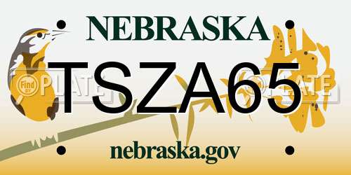 TSZA65 Nebraska License Plate