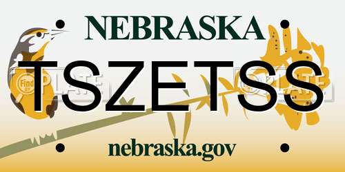 TSZETSS Nebraska License Plate