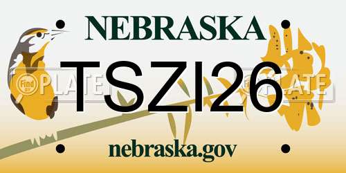 TSZI26 Nebraska License Plate