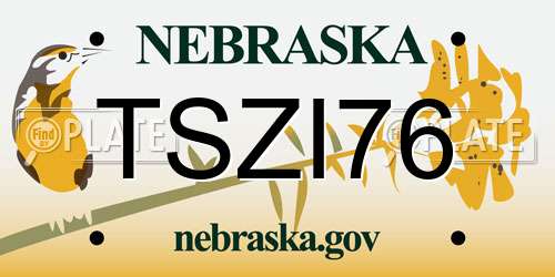 TSZI76 Nebraska License Plate