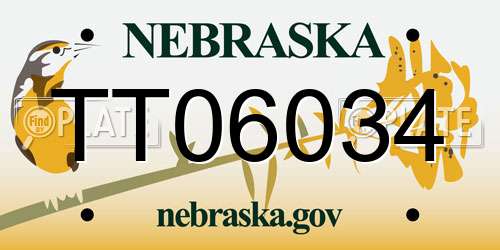TT06034 Nebraska License Plate