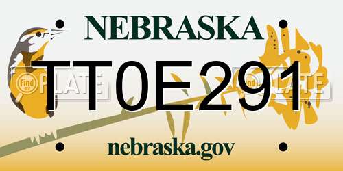 TT0E291 Nebraska License Plate