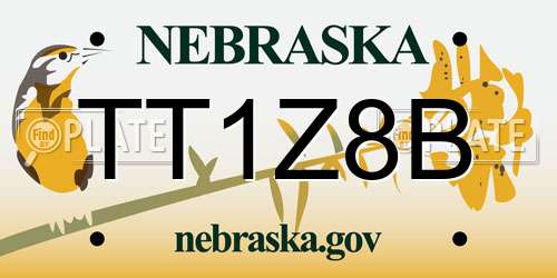TT1Z8B Nebraska License Plate