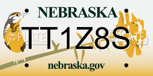 TT1Z8S Nebraska License Plate