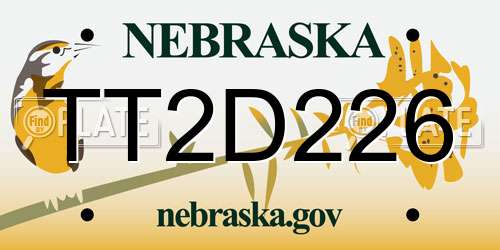 TT2D226 Nebraska License Plate