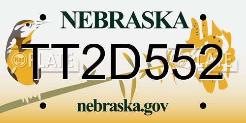 TT2D552 Nebraska License Plate