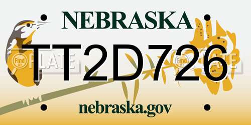 TT2D726 Nebraska License Plate