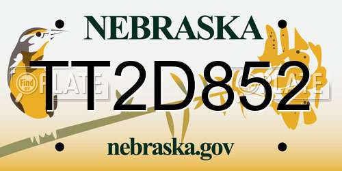 TT2D852 Nebraska License Plate