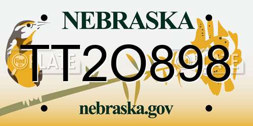 TT2O898 Nebraska License Plate
