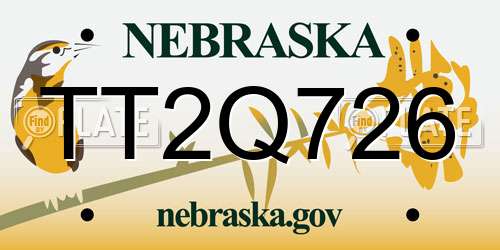 TT2Q726 Nebraska License Plate