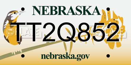 TT2Q852 Nebraska License Plate