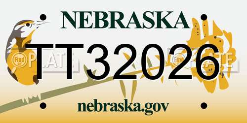 TT32026 Nebraska License Plate