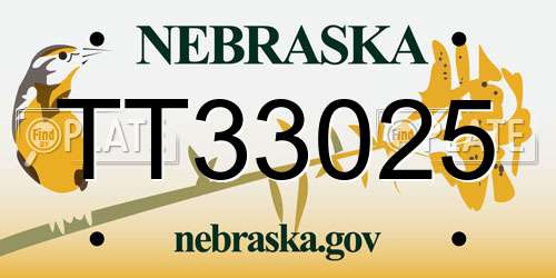 TT33025 Nebraska License Plate