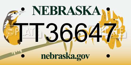 TT36647 Nebraska License Plate