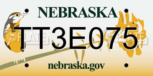 TT3E075 Nebraska License Plate