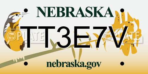 TT3E7V Nebraska License Plate