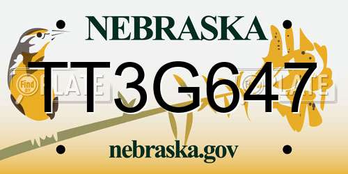 TT3G647 Nebraska License Plate