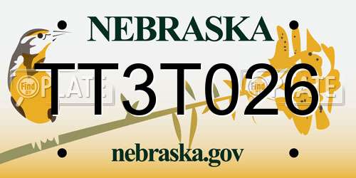 TT3T026 Nebraska License Plate