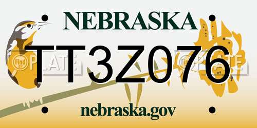 TT3Z076 Nebraska License Plate