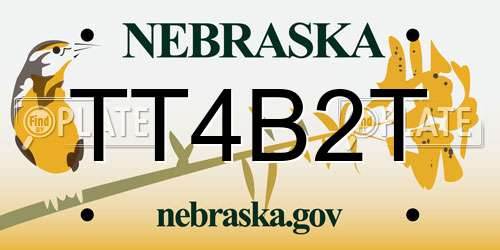 TT4B2T Nebraska License Plate