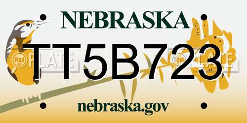 TT5B723 Nebraska License Plate