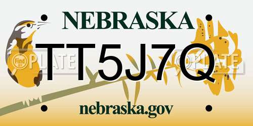TT5J7Q Nebraska License Plate