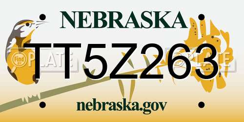 TT5Z263 Nebraska License Plate