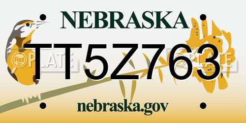 TT5Z763 Nebraska License Plate