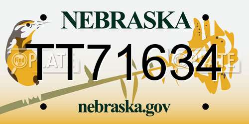 TT71634 Nebraska License Plate